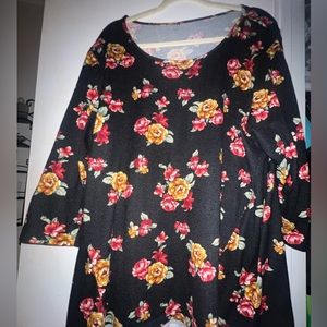 Long sleeve black and floral shirt